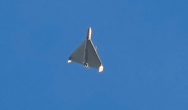 A drone is seen in the sky seconds before targeting Kiev, Ukraine, on Oct. 17, 2022.(AP)