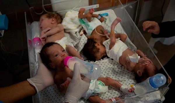 Medics prepare premature babies for transport to Egypt after they were evacuated from Shifa Hospital in Gaza City to a hospital in Rafah, Gaza Strip, Nov. 20, 2023. (AP)