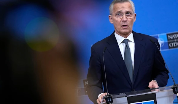 NATO Secretary General Jens Stoltenberg presents the 2023 NATO annual report during a media conference at NATO headquarters in Brussels, Thursday, March 14, 2024. (AP Photo/Virginia Mayo)