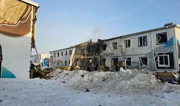 An image of the Nizhnekamsk industrial zone targeted by the UAV attack in Elabuga, the Tatarstan Republic of Russia on Tuesday April 2, 2024. (Social media)