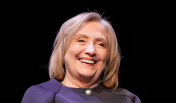 Former U.S. Secretary of State Hillary Clinton laughs as she attends an event named 'A Special Evening with Hillary Clinton' of the Cinema For Peace Foundation in Berlin, Germany, Monday, Feb. 19, 2024. (AP)