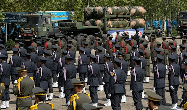 An air defense system is carried on a truck during Army Day parade at a military base in northern Tehran, Iran, April 17, 2024. (AP)