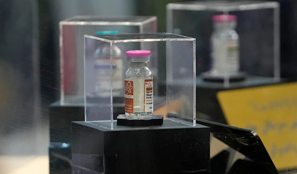 Iran's domestically-developed nuclear medicines are unveiled in an exhibition of the country's nuclear achievements, in Tehran, Iran, Tuesday, Dec. 12, 2023.(AP)