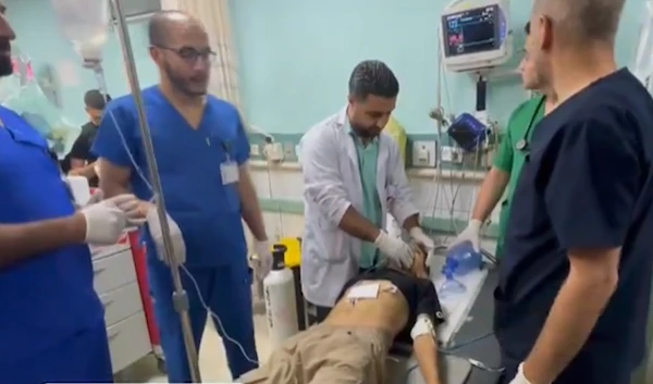 An injured child after being shot in the chest by the Israeli occupation forces during their raid on the Aqbat Jaber and Ain Sultan camps, Tuesday, April 23, 2024 (Social Media)