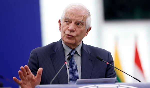 European Union foreign policy chief Josep Borrell speaks during a debate on Iran's strike against Israel Wednesday, April 24, 2024 in Strasbourg, eastern France. (AP)