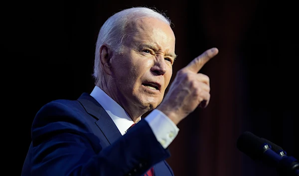 President Joe Biden speaks to the North America's Building Trade Union National Legislative Conference, Wednesday, April 24, 2024, in Washington. (AP)