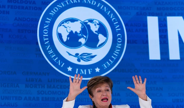 International Monetary Fund Managing Director Kristalina Georgieva speaks during a news conference at the World Bank/IMF Spring Meetings at the International Monetary Fund (IMF) headquarters in Washington, Friday, April 19, 2024. (AP)