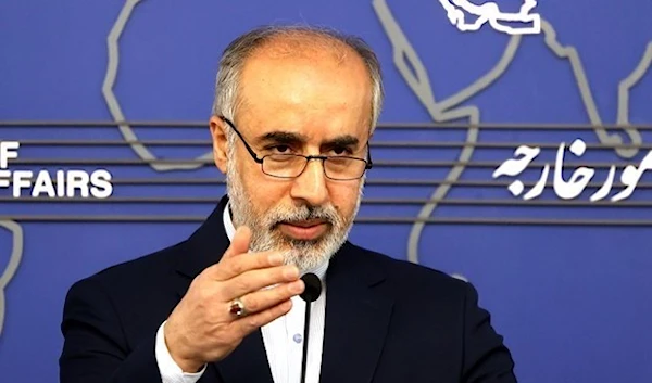 Iran’s Ministry of Foreign Affairs Spokesperson Nasser Kanaani speaks during a press conference in the capital Tehran in 2023. (AFP)