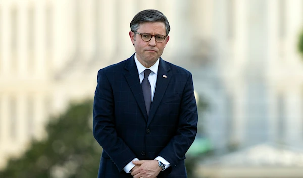 House Speaker Mike Johnson, R-La., watches the U.S. Capitol in Washington on April 29, 2024. (AP)