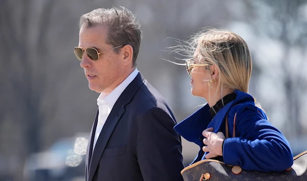 Hunter Biden and is wife Melissa, arrive with President Biden on Air Force One, Friday, March 29, 2024, at Andrews Air Force Base, Md. (AP)