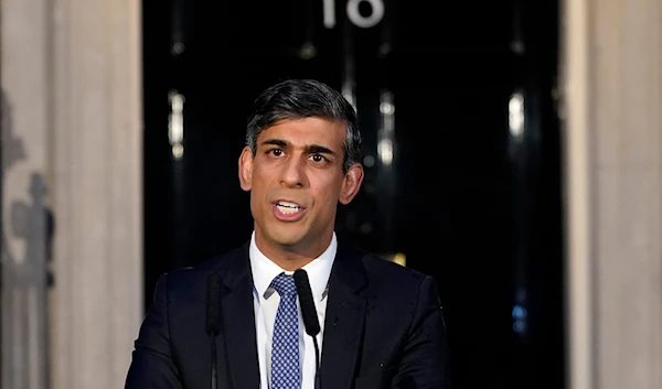 Britain's Prime Minister Rishi Sunak addresses the media at Downing Street in London, on March 1, 2024.(AP)