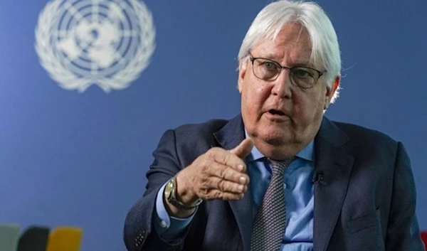 UN Under-Secretary-General for Humanitarian Affairs and Emergency Relief Coordinator Martin Griffiths speaks during a press conference. (AP)