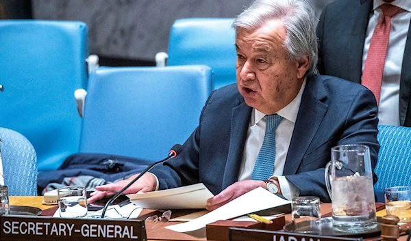 United Nations Secretary-General António Guterres addresses a meeting of the United Nations Security Council on March 18, 2024, at UN headquarters. (AP)