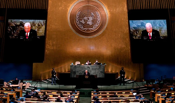 Palestinian President Mahmoud Abbas addresses the 77th session of the United Nations General Assembly on Sept. 23, 2022, at the U.N. headquarters (AP)