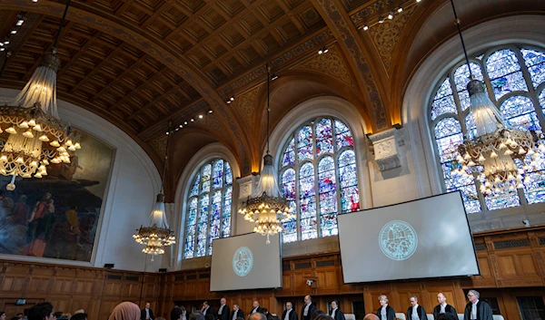 Judges enter the International Court of Justice, or World Court, in The Hague, Netherlands, Wednesday, May 1, 2024.(AP)