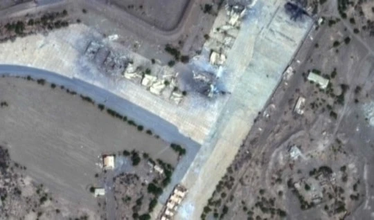 Damage is seen on the Hodeidah international airport.