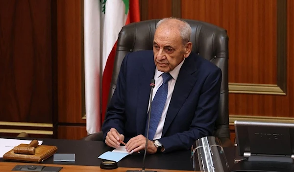 Lebanese Parliament Speaker Nabih Berri opens the 4th session to elect a new president in Beirut on October 24, 2022. (AFP)