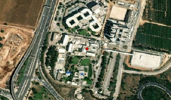 A satellite image showing Mossad's intelligence center, at Glilot Junction north of Tel Aviv, as sent by the Iraqi Resistance to Al Mayadeen following the operation on May 2, 2024. (Al Mayadeen)