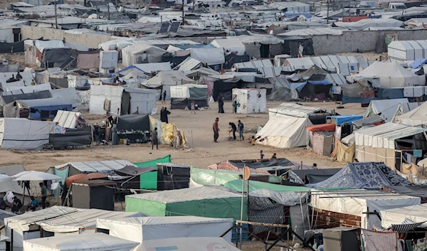 This picture taken on April 30, 2024, shows tents at a camp housing displaced Palestinians in Rafah in the southern Gaza Strip (AFP)