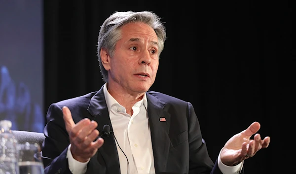 U.S. Secretary of State Antony Blinken talks at the McCain Institute's Sedona Forum in Sedona, Ariz., Friday, May 3, 2024. (AP)