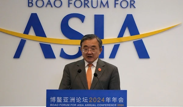 Liu Zhenmin, Special Envoy for Climate Change of China speaks during Boao Forum of Asia, held in Boao in southern China's Hainan province on Thursday, March 28, 2024. (AP)