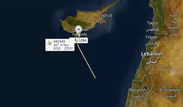 Flight path of a British Shadow R1 spy plane on its way to Gaza (agencies)