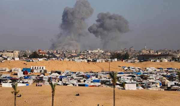 Smoke rises following an Israeli airstrike east of Rafah, Gaza Strip, Monday, May 6, 2024. (AP Photo/Ismael Abu Dayyah)