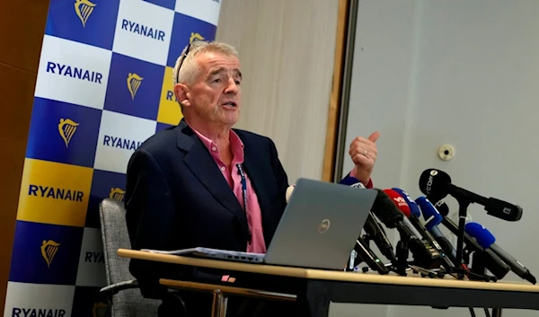 Ryanair CEO Michael O'Leary speaks during a media conference in Brussels, Wednesday, Sept. 7, 2022. (AP Photo/Virginia Mayo)