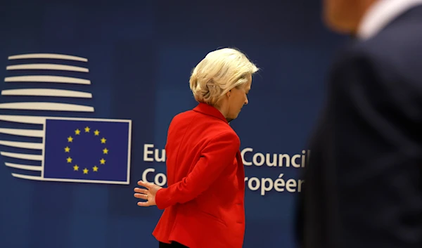 European Commission President Ursula von der Leyen attends a round table meeting at an EU summit in Brussels, on Wednesday, April 17, 2024.(AP)