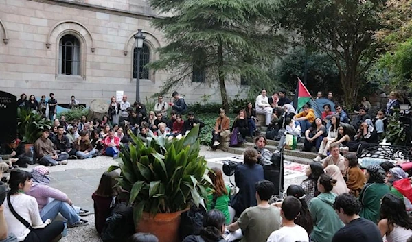 Students protesting at the University of Barcelona in support of Palestine on May,8,2024 in Spain.(Social Media)