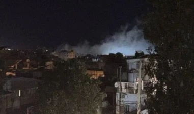 An image showing smoke rising soon after the Israeli occupation attempted to assassinate the leader of al-Aqsa Martyrs Brigade Munir al-Maqdah on October 1, 2024. (Social media)