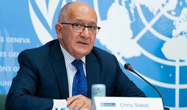 Chris Sidoti, member of the United Nations Independent International Commission of Inquiry on the Occupied Palestinian Territory, briefs reporters on the first report of the Commission in Geneva, Switzerland, on June 14, 2022. (UN photo)