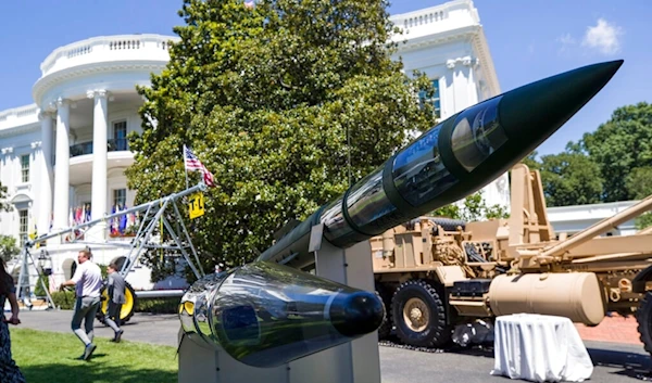 Terminal High Altitude Area Defense (THAAD) anti-ballistic missile defense system is displayed during a Made in America showcase on the South Lawn of the White House, July 15, 2019, in Washington.