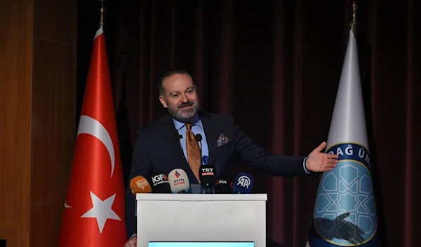 Mehmet Zahid Sobaci, General Director of TRT, delivers a speech at Bursa Uludag University, October 13, 2024. (@zahidsobaci)