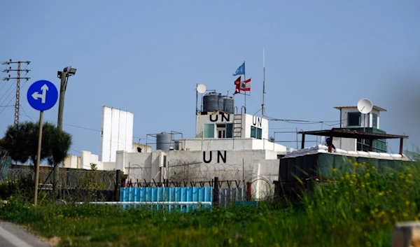 A general view of a base of the United Nations peacekeeping forces in Lebanon (UNIFIL) at the Lebanese-Palestinian border, in the southern village of Markaba, on April 7, 2023 (AP)