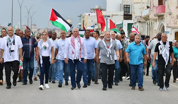 Cuban President leads major Pro-Palestine rally in Havana