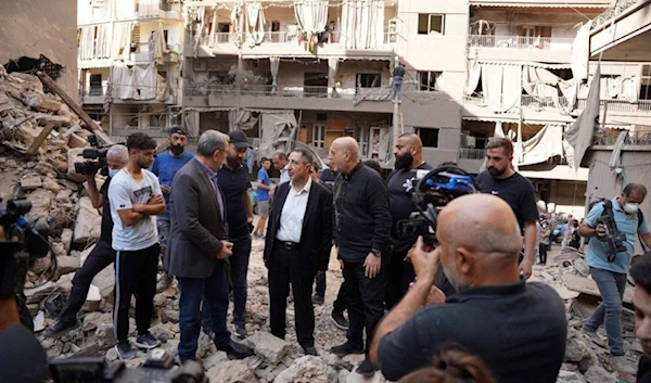 Lebanese Members of Parliament from the Loyalty to the Resistance bloc are touring the capital Beirut insoecting damage from Israeli airstrikes on October 15, 2024. (Social media)