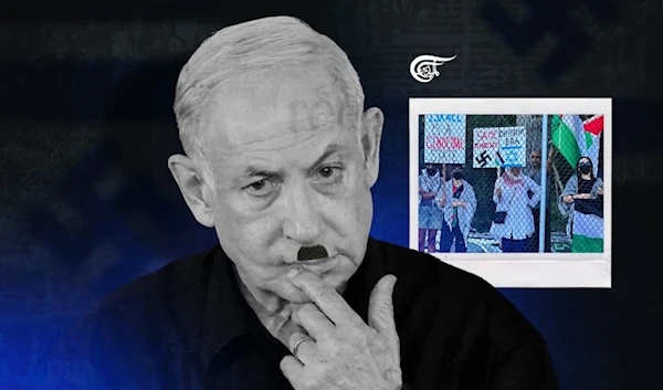 We can see striking similarities between the essentialist racism of, for example, Nazi ideologist Julius Streicher and Zionist historian Benzion Netanyahu (father of Benjamin). (Al Mayadeen English; Illustrated by Zeinab El-Hajj)