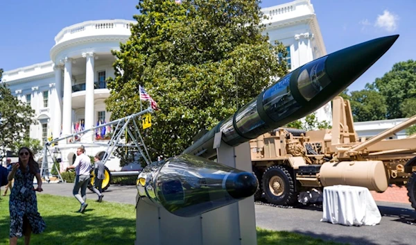 Lockeed Martin's Terminal High Altitude Area Defense (THAAD) anti-ballistic missile defense system, is on display during a Made in America showcase on the South Lawn of the White House, Monday, July 15, 2019, in Washington (AP)