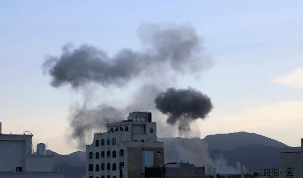 Smokes raise after U.S. aircraft and ships struck Yemeni strongholds in Sanaa, Yemen, Friday, Oct. 4, 2024. (AP)