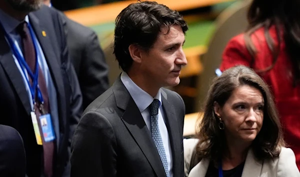 Canada's Prime Minister Justin Trudeau greets people during the 79th session of the United Nations General Assembly, Tuesday, Sept. 24, 2024, at the UN headquarters. (AP)