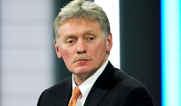 Kremlin spokesman Dmitry Peskov speaks to journalists prior to Russian President Vladimir Putin's annual news conference in Moscow, Russia, on December 23, 2021. (AP)