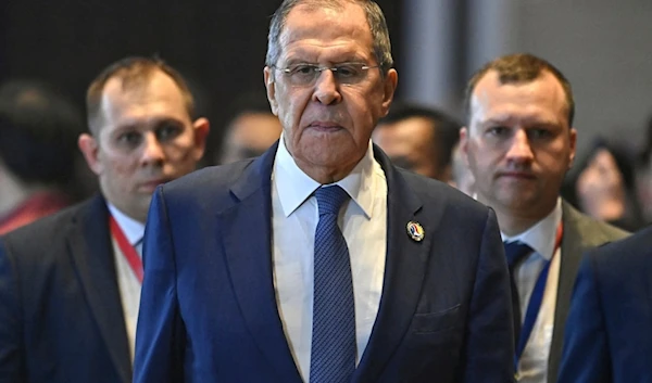 Russia's Foreign Minister Sergei Lavrov arrives to attend the gala dinner, during the Southeast Asian Nations (ASEAN) Summit in Vientiane, Palos, Thursday, October 10, 2024 (AP)