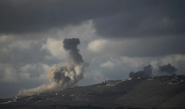 Smoke rises following Israeli bombardment in southern Lebanon as seen from northern occupied Palestine, on Oct. 1, 2024. (AP)