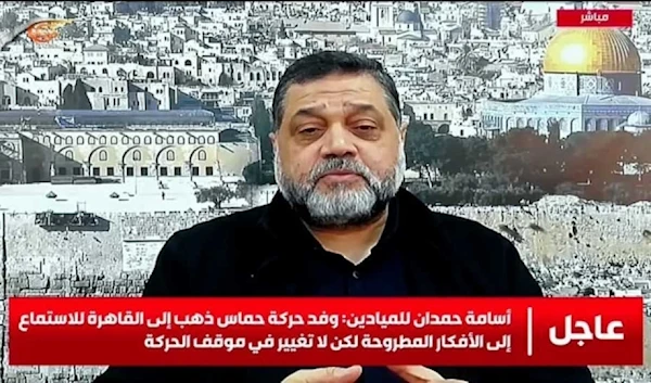 Hamas political bureau member Osama Hamdan speaks to Al Mayadeen on October 25, 2024. (Al Mayadeen)