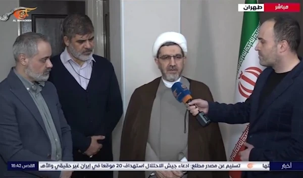 The Secretary-General of the Islamic Radio and Television Union, Sheikh Ali Karimian during an interview for Al Mayadeen on October 26, 2024 (Al Mayadeen screengrab)