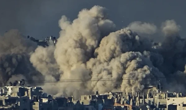 Smoke rises following an Israeli bombardment in the Gaza Strip, as seen from southern Israel, Saturday, Dec. 16, 2023. (AP)