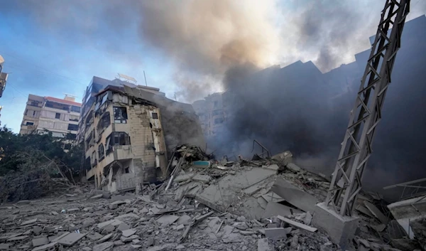 Smoke rises from the site of an Israeli occupation airstrike in Dahiyeh, Beirut, Lebanon, Thursday, Oct. 3, 2024. (AP)