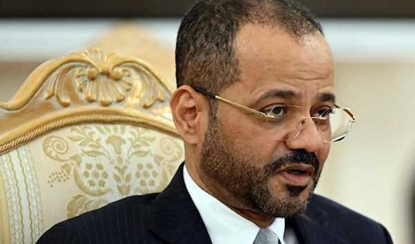 Oman's Foreign Minister Sayyid Badr bin Hamad bin Hamood Albusaidi speaks to Russian Foreign Minister Sergey Lavrov during their talks in Moscow, Russia, Tuesday, July 11, 2023. (AP)