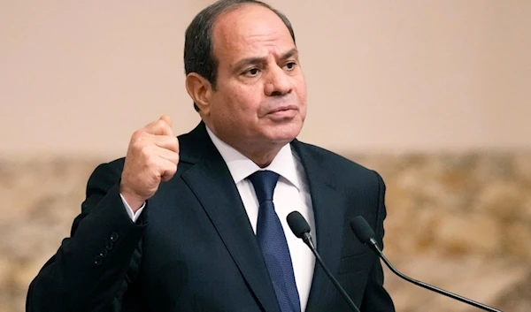 Egyptian President Abdel Fattah el-Sissi gestures during a joint news conference in Cairo, Egypt, on Oct. 25, 2023. (AP)